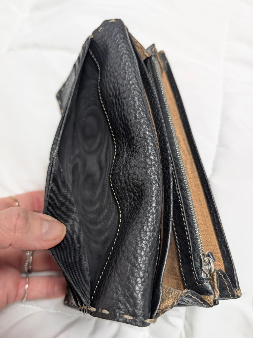FENDI VINTAGE SELLERIA CONTINENTAL BLACK LEATHER WALLET